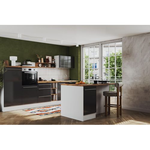 Küche Inselküche Induktion Kochfeldabzug Backdraft Grau Gabriel 320 Respekta