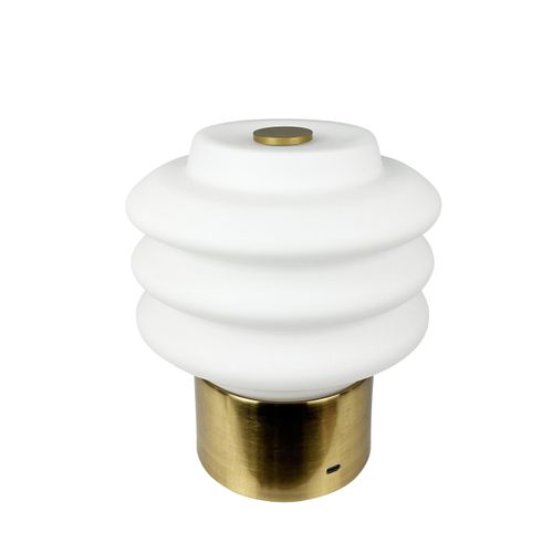 Tischlampe, Kabellos Dimmbar Tischleuchte, Led Tischleuchte Metall, Leselampe, USB Wiederaufladbare, Diva Messing Opal