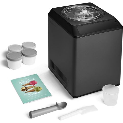 SPRINGLANE Eismaschine & Joghurtbereiter Erika 2,5 L mit selbstkühlendem Kompressor 250 W, Eiscrememaschine aus Edelstahl mit Kühl- und Heizfunktion, inkl. Rezeptheft und 4 Aufbewahrungsbehälter