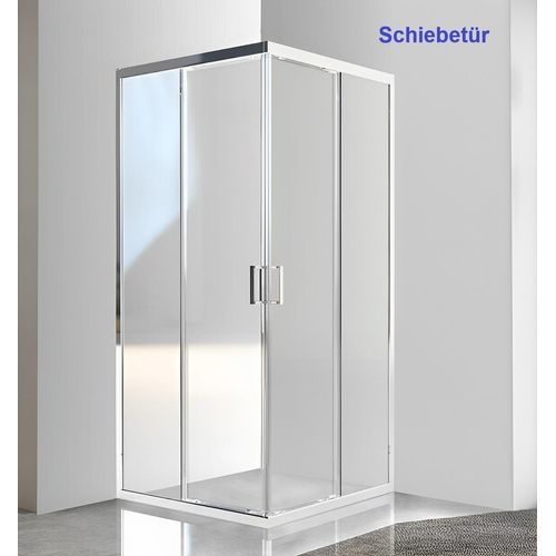 Duschkabine 80x80x185 cm Schiebetür, Duschabtrennung Eckdusche Eckeinstieg ESG