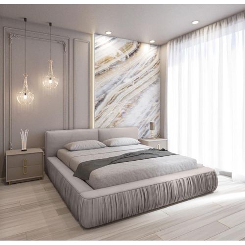 QUARTO Das Doppelbett NAOMI 160/200 Designerbett mit Bettkasten & Lattenrost (Riviera 21 - beige)