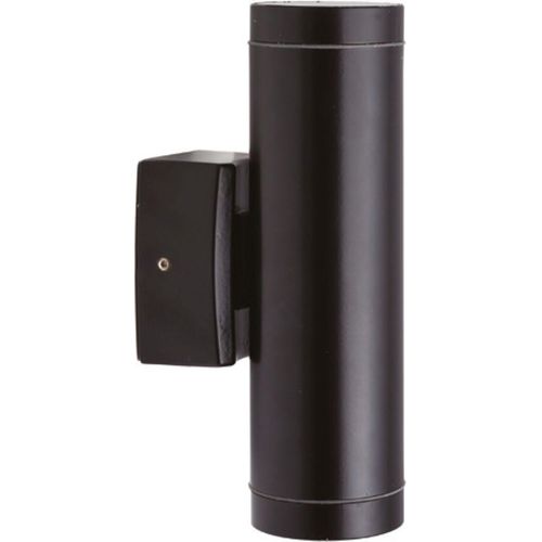 Außenwandleuchte Messing massiv Up Down H: 21 cm IP64 Schwarz GU10 2-flammig Wandlampe außen Fassade