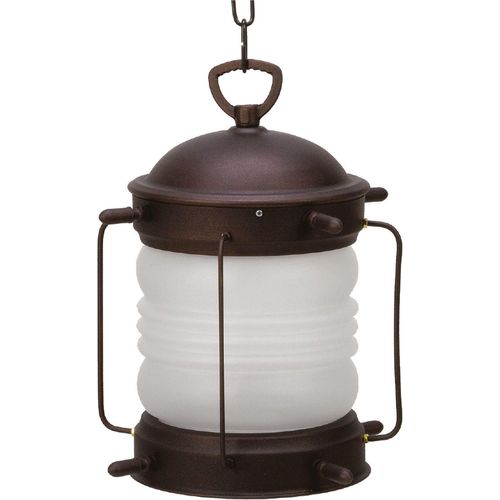 Pendelleuchte außen Messing Glas E27 IP23 Ø 26 cm Rostbraun Antik rund Maritim Hängeleuchte