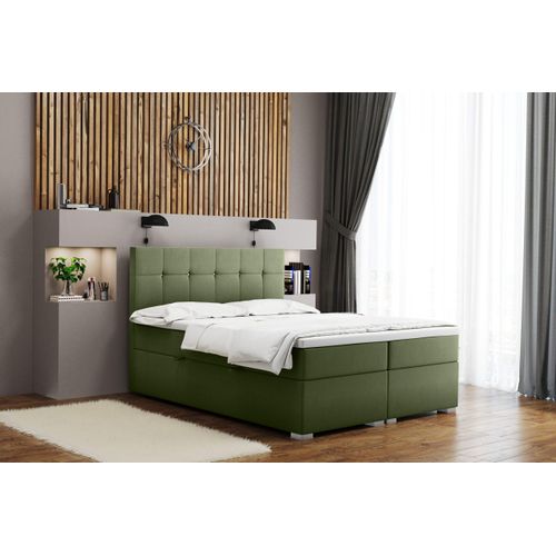 Kaiser Möbel Boxspringbett mit matratze und bettkasten, Schlafbett LINDT stoff Velvet Olive 180x200 cm