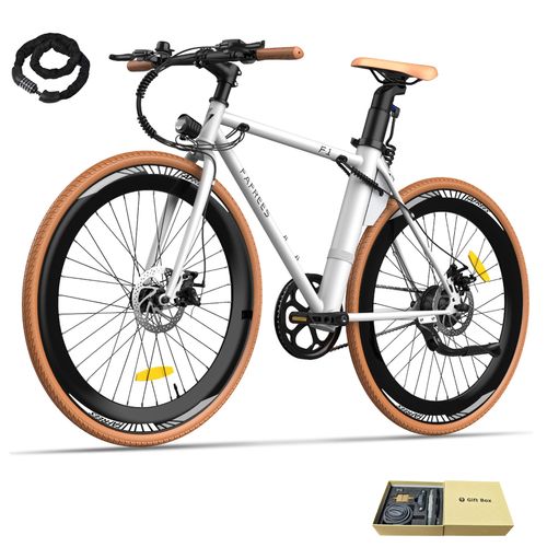 Elektrofahrrad Pannensichere Reifen 28 Zoll Wasserdicht IPX3 E-Bike bis zu 90 km, Weiß