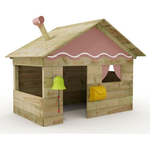 WICKEY Kinder Spielhaus Hostel mit Holzdach und Fenster - pastellpink