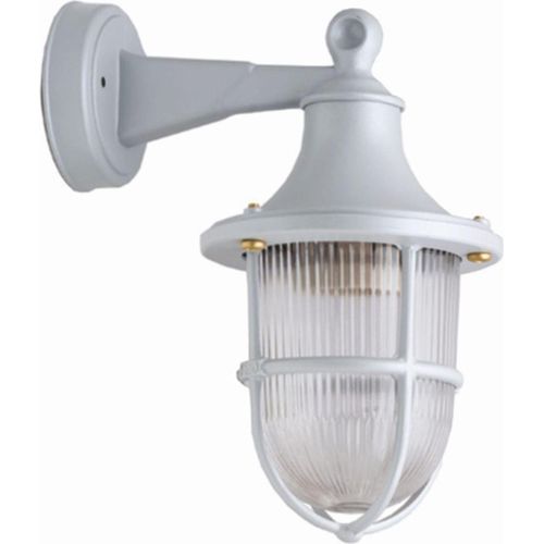 Wandlampe außen Echt-Messing Glas 27 cm hoch IP64 Grau E27 Maritim Außenwandlampe