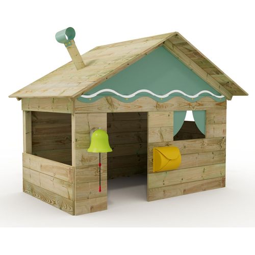 WICKEY Kinder Spielhaus Hostel mit Holzdach und Fenster - pastellblau