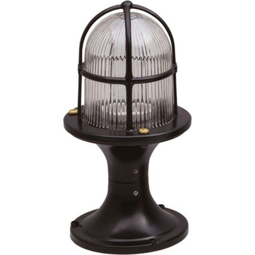 Sockelleuchte Messing massiv Glas 28 cm hoch IP54 Schwarz E27 rund Maritim Stehleuchte außen