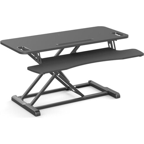 Worktrainer UPdesk Cross Large - Schreibtischaufsatz höhenverstellbar für Laptop & PC - Schreibtischerhöhung - Stehpultaufsatz Schreibtisch - Höhe 11cm - 50cm - Breite 41 x 95cm - Gasfeder - SCHWARZ