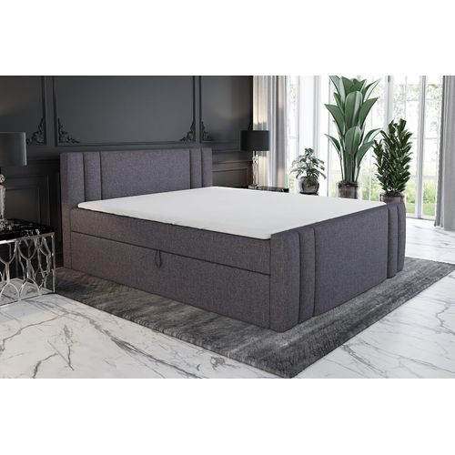 Boxspringbett ALF 120 x 200 mit 2 Bettkästen, Bonell-Matratze und Topper. Farbe: Grau