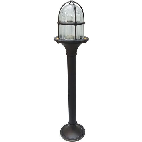 Wegeleuchte Messing massiv Glas 63 cm hoch IP54 Schwarz Antik E27 rund Maritim Stehlampe außen Garten