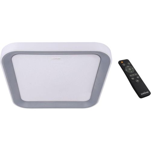 Deckenleuchte Metall LED Dimmer IP44 50,5 cm breit in Silber Weiß 4200 K neutralweißes Licht 3980 lm