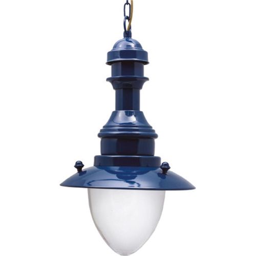 Hängeleuchte außen Messing Glas Ø 20 cm rund H: max. 90 cm IP43 Blau E27 Maritim Außenleuchte