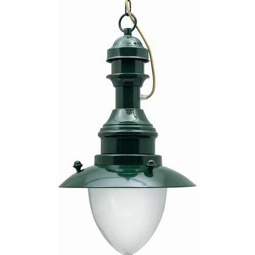 Außenleuchte Messing massiv Glas E27 IP43 D: 20 cm rund H: max. 90 cm Grün Maritim Pendelleuchte Outdoor