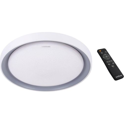 LED Deckenlampe Metall Dimmer IP44 4200 K neutralweiß 4050 lm D: 51 cm rund in Silber Weiß