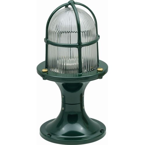 Sockelleuchte Messing massiv Glas 28 cm IP54 Grün E27 rund Maritim Außenlampe Garten Wegbeleuchtung
