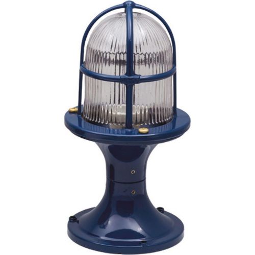 Sockelleuchte Messing Glas E27 IP54 28 cm hoch Blau rund Maritim Wegeleuchte Gartenlampe