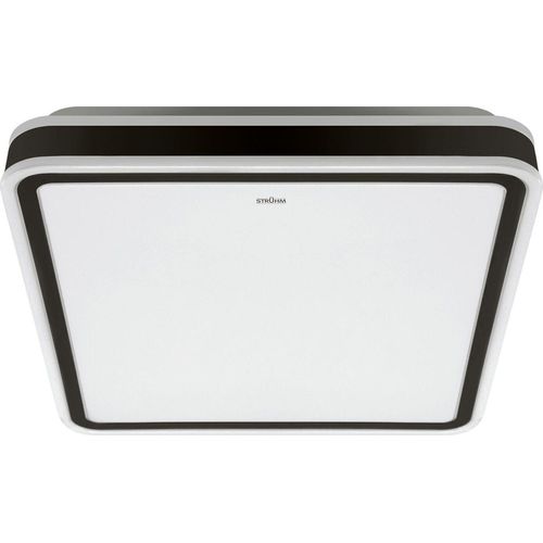 LED Deckenleuchte Metall IP44 4100 K neutralweißes Licht 3120 lm B: 43 cm Schwarz Weiß quadratisch