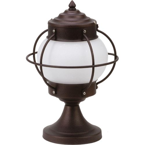 Sockelleuchte Glas Messing E27 IP43 30 cm Rostbraun Antik rund Maritim Stehleuchte außen Lampe