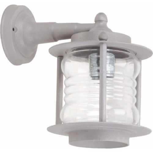 Außenleuchte Wand Messing massiv Glas E27 IP23 H: 24 cm Grau Maritim Wandlampe außen