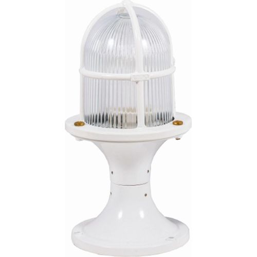 Sockelleuchte Garten Glas Messing massiv E27 IP54 28 cm Weiß rund Maritim Wegeleuchte