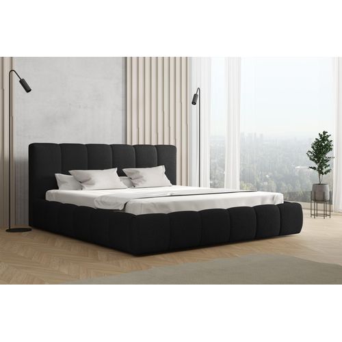 Polsterbett Doppelbett GIULIA Komplettset 160x200cm Stoff Freya Schwarz