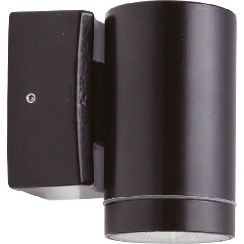 Außenleuchte Wand Echt-Messing GU10 IP64 10 cm hoch Schwarz Downlight Modern Außenwandlampe