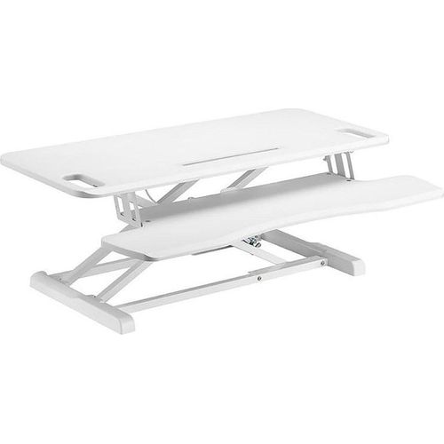 Worktrainer UPdesk Cross Large - Schreibtischaufsatz höhenverstellbar für Laptop & PC - Schreibtischerhöhung - Stehpultaufsatz für Schreibtisch - Höhe 11 cm - 50,5 cm - Breite 41,5 x 95 cm - Gasfeder - WEIß