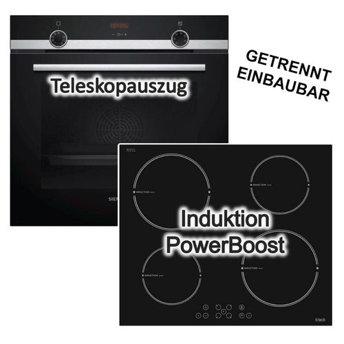 Herdset Siemens Backofen ecoClean mit h¦tech by Vestel Induktionskochfeld - autark, 60 cm