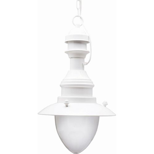 Außenleuchte Echt-Messing Glas E27 IP43 Ø 20 cm H: max. 90 cm Weiß rund Maritim Pendelleuchte außen