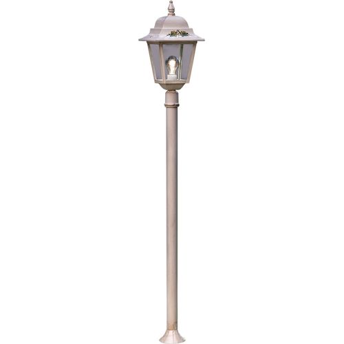 Außenleuchte Aluminium 144 cm IP43 in Weiß Gold antik Efeu Dekor E27 Rustikal Außenlampe