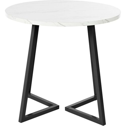 Runder Esstisch 1 Stück 80x80x75 cm Küchentisch einzigartiges Metallgestell Esstisch Marmormuster geeignet Esszimmer Wohnzimmer Weiß/Schwarz