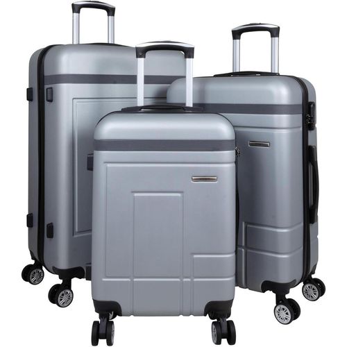 ABS Hartschalen Koffer Set M,L,XL Gepäck Trolley aufrecht rollbar Luzern Silber