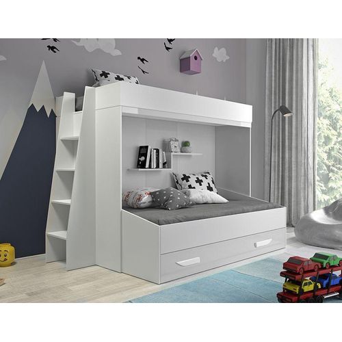 Kinderbett , Etagenbett, Doppelbett P-17. Treppe beidseitig montierbar. Farbe Weiß