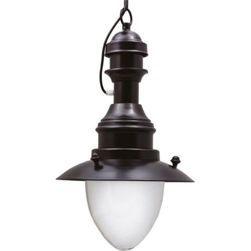Pendelleuchte außen Glas Echt-Messing E27 IP43 D: 20 cm H: max. 90 cm Schwarz rund Maritim Hängelampe