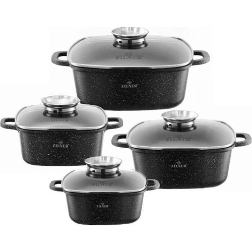 Zilner 8-teiliges Topfset, Pfanne ,2,5/3,5/4,5/5,5L, Kochtopf Set|induktions Töpfe Set,Töpfe Induktion| Kochgeschirr Set,Topfset induktionsgeet ZL8555