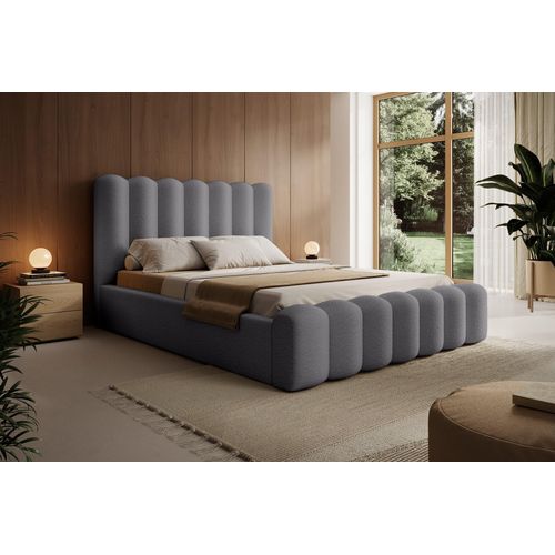 Polsterbett Doppelbett MACON 140x200cm Komplettset Stoff Euphoria Dunkelgrau