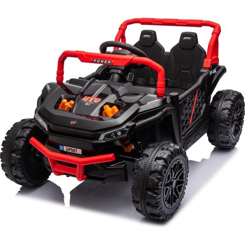 Elektroauto für Kinder UTV Small 12V, schwarz, Hinterradantrieb, 12V Batterie, Kunststoffräder, Breiter Doppelsitz für nur ein Kind, 2,4 GHz Fernbedienung, MP3-Player mit USB/SD-Eingang, LED-Leuchten