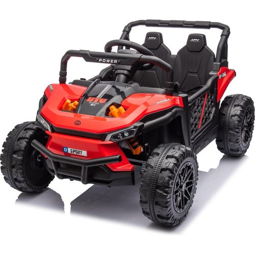 Elektroauto für Kinder UTV Small 12V, rot, Hinterradantrieb, 12V Batterie, Kunststoffräder, Breiter Doppelsitz für nur ein Kind, 2,4 GHz Fernbedienung, MP3-Player mit USB/SD-Eingang, LED-Leuchten