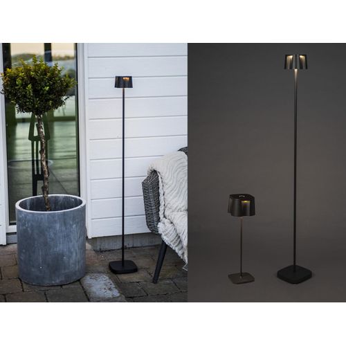 SET Kleine Akku Stehlampe 120cm & Tischleuchte 36cm für Outdoor kabellos Schwarz