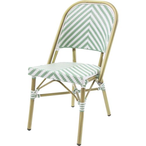 Paris Bistrostuhl Rattan – Bambus-Weiß/Pastellgrün