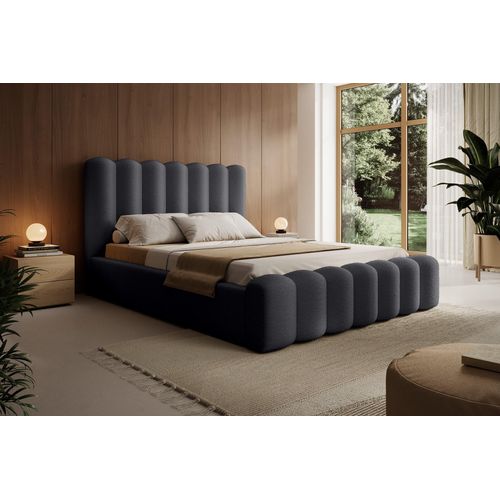 Polsterbett Doppelbett MACON 140x200cm in Stoff Euphoria Anthrazit