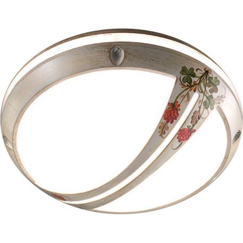 Außenleuchte Aluminium rund D: 28 cm IP44 in Weiß Gold antik Klee Dekor E27 Maritim