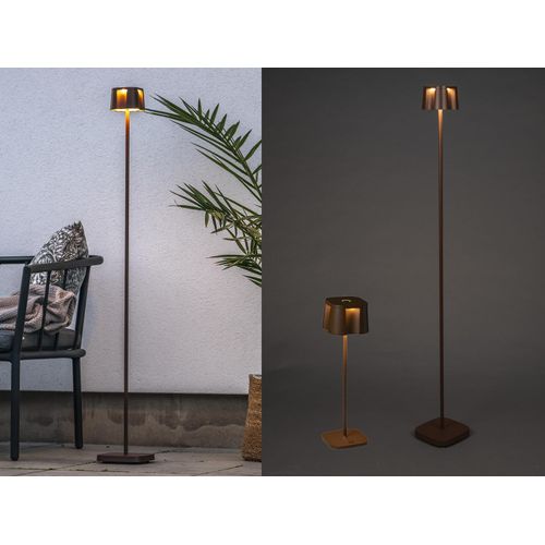 SET Kleine Akku Stehlampe 120cm & Tischleuchte 36cm für Outdoor kabellos Rost