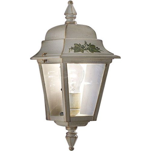 Wandlampe außen Aluminium H: 37 cm IP43 in Weiß Gold antik Efeu Dekor E27 Rustikal