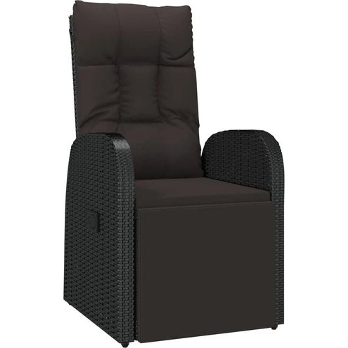 Garten-Liegestuhl mit Auflage Poly Rattan Schwarz