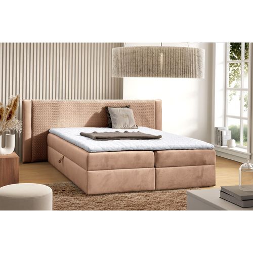 Boxspringbett Schlafzimmerbett CEDRIC 140x200cm Stoff Magic Velvet Lachs
