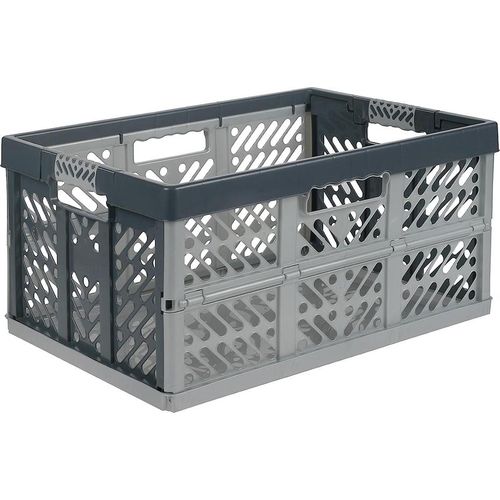 10 x Robuste Profi - Klappbox 45 L bis 50 kg - Faltbox, Kiste, Korb zur Aufbewahrung, Transport - silber