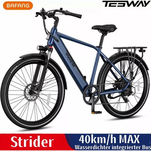 City E-Bike BAFANG Hinterrad-Nabenmotor TESWAY 48cm 27.5 Zoll Blau